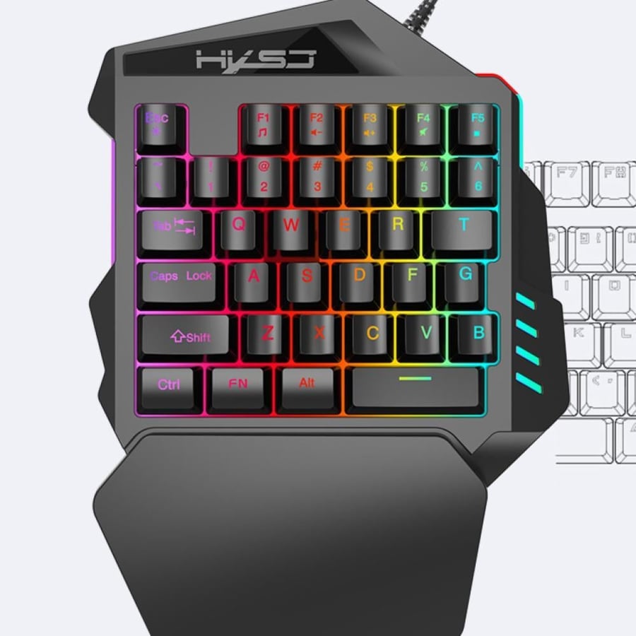 أفضل بيع 35 مفتاحًا غشاء الفيلم بيد واحدة لوحة مفاتيح الألعاب RGB الخلفية المدمجة الصغيرة محمولة للغاية للهاتف المحمول lol