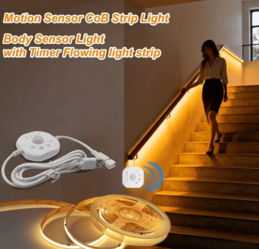 شريط إضاءة LED مرن يعمل بالاستشعار الحركي،