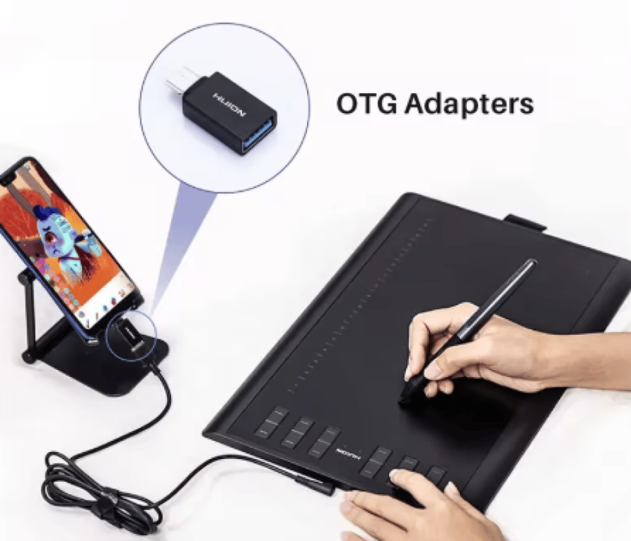 تابلت رسم الرسومات HUION Inspiroy H1060P مع قلم 8192 لحساسية الضغط وخالي من البطارية و12 مفتاح ساخن مخصص، 10