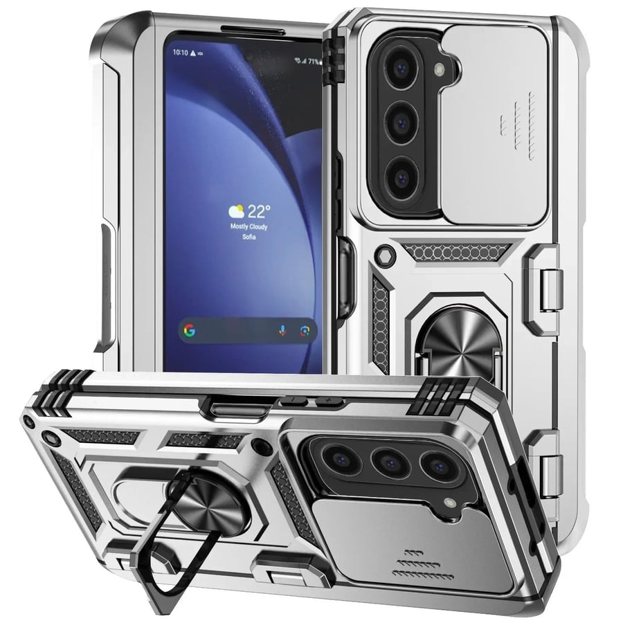 حافظة هاتف لهاتف سامسونج جالاكسي S24 ULTRA S25 Edge S23 Plus S24 S23 FE فاخرة ليزر فضية متدرجة من السيليكون مع غطاء Magsafe