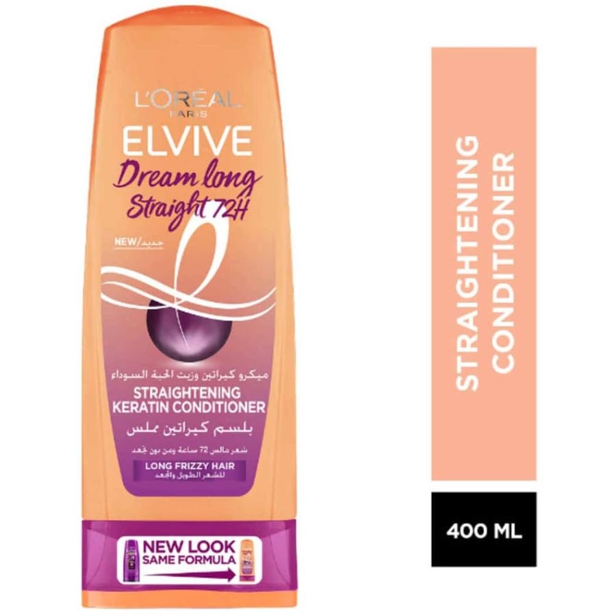 L'Oreal Elvive Conditioner 400ml, Keratin Formula for Long, Straight Hair