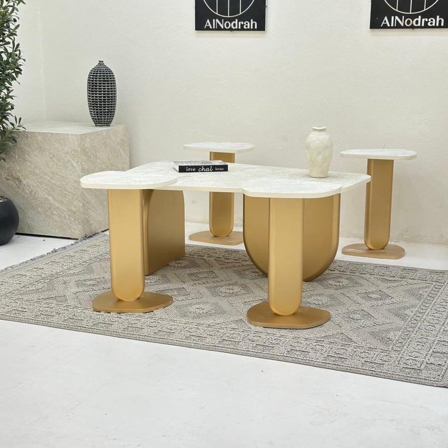 New Design Table Set 5 Pieces Gold