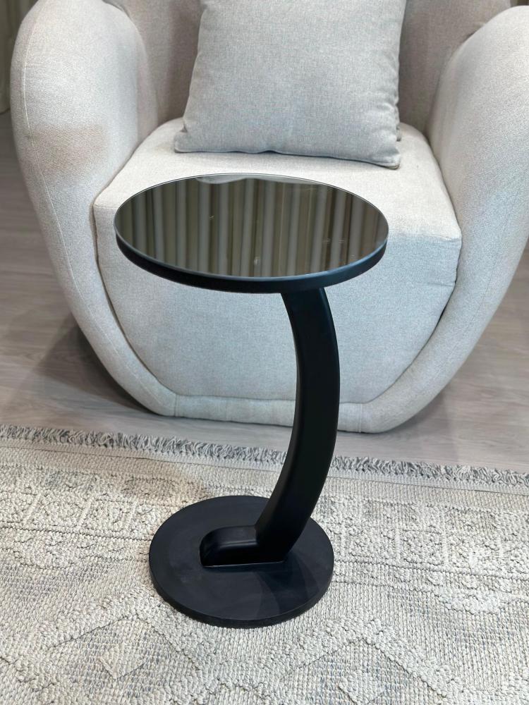 Round table set with black mirrors, 5 pieces