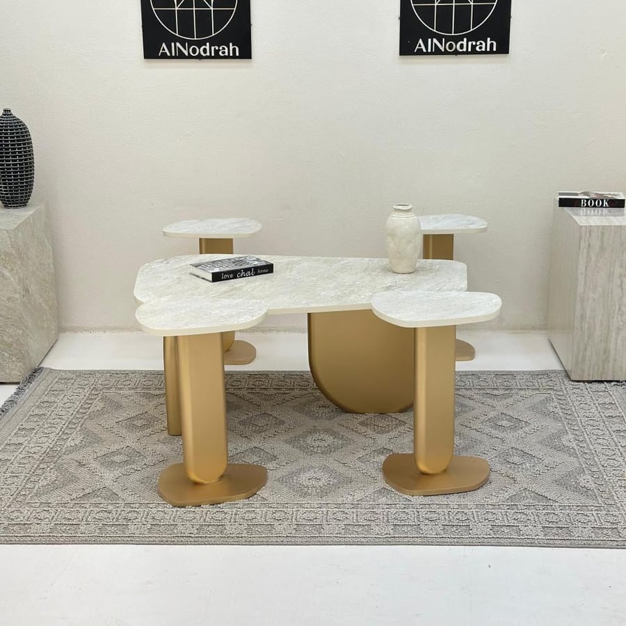 New Design Table Set 5 Pieces Gold