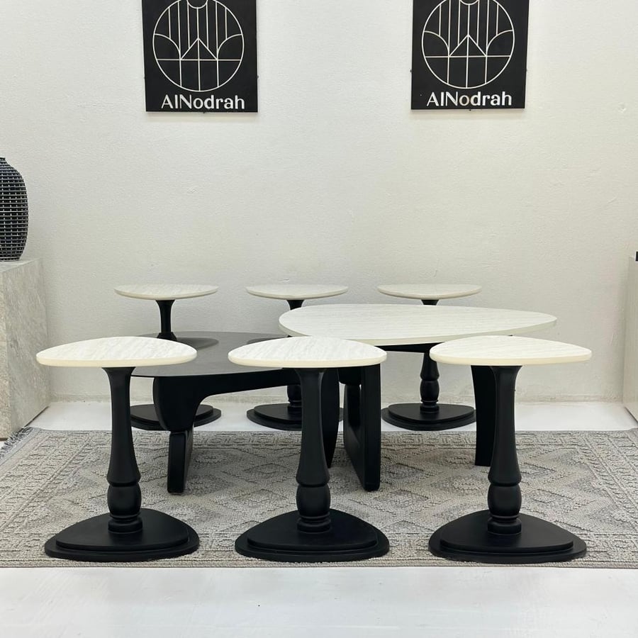 Set of 8 black triangle tables