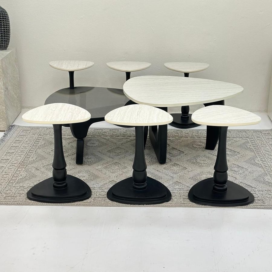 Set of 8 black triangle tables