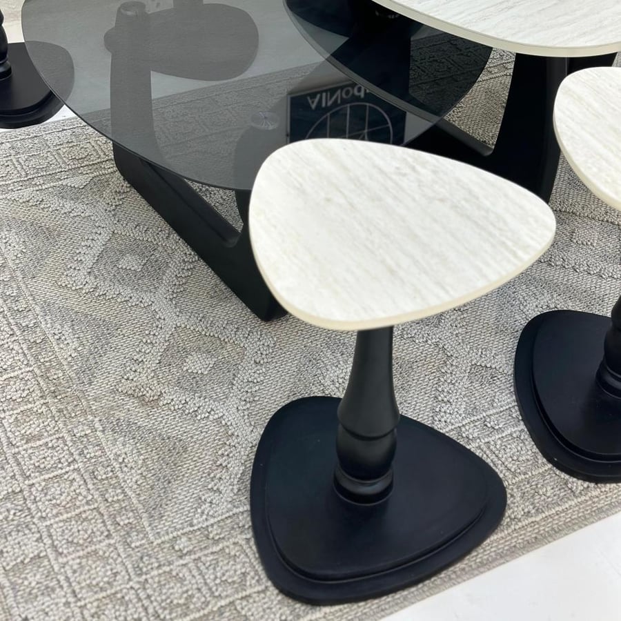 Set of 8 black triangle tables