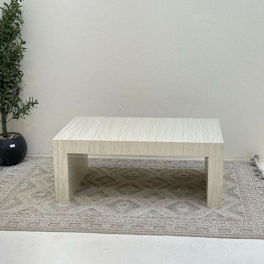 Coffee table surface and base, marble substitute, and hidden wood