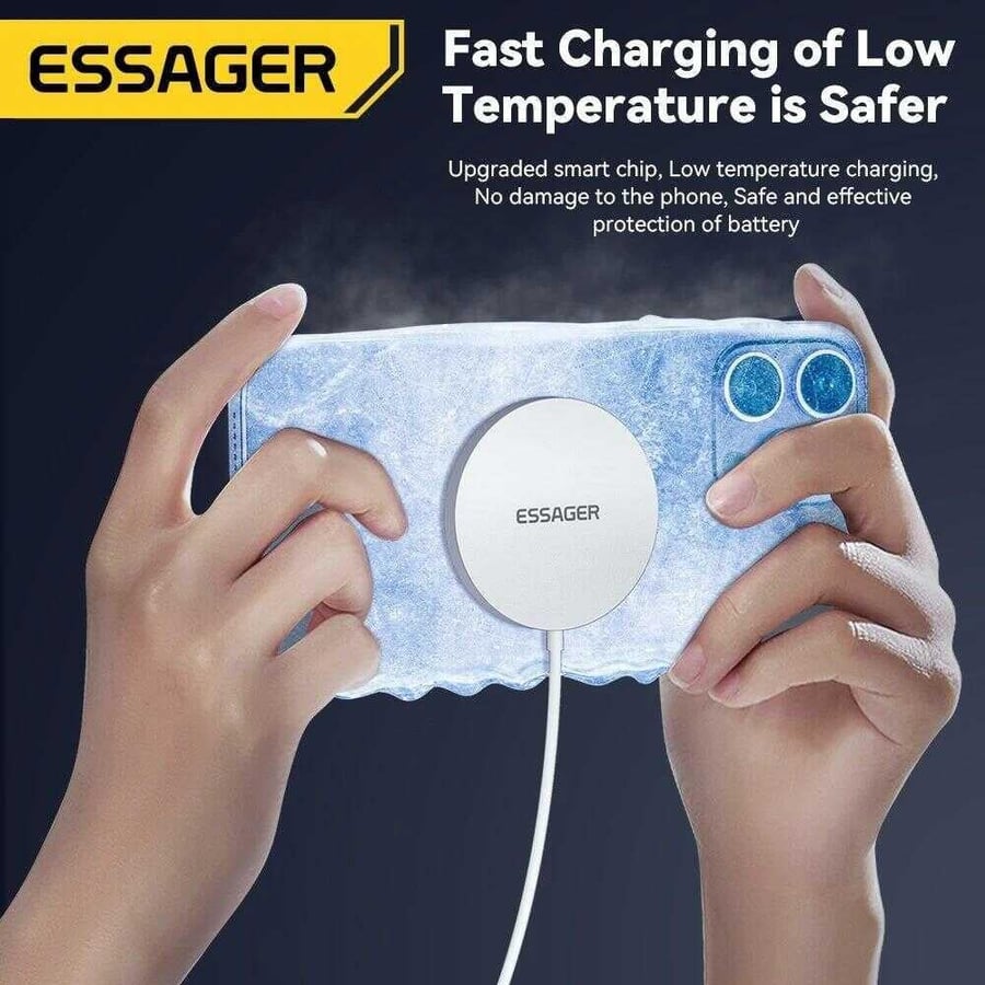 شاحن لاسلكى أصلى من esessager 15W لأجهزة أيفون وسامسونج ومعتمد لجميع الجوالات شحن سريع،