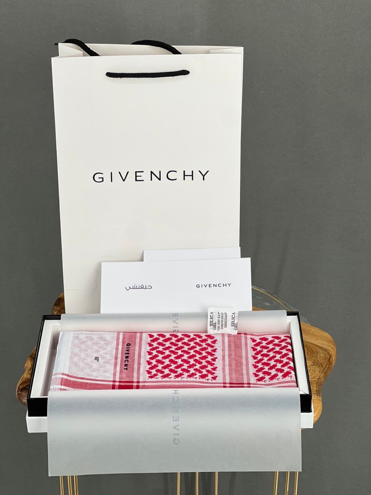 GIVENCHY classic shemagh, latest edition, and natural flower arrangement