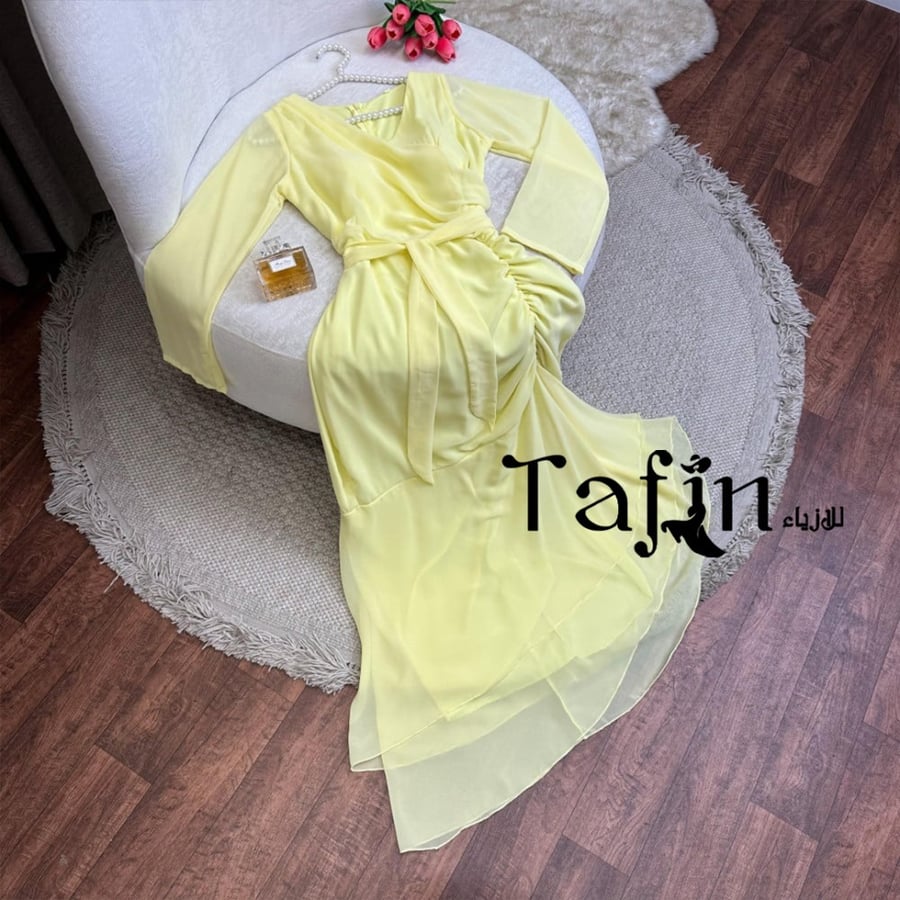 فستان اصفر ميدي زم