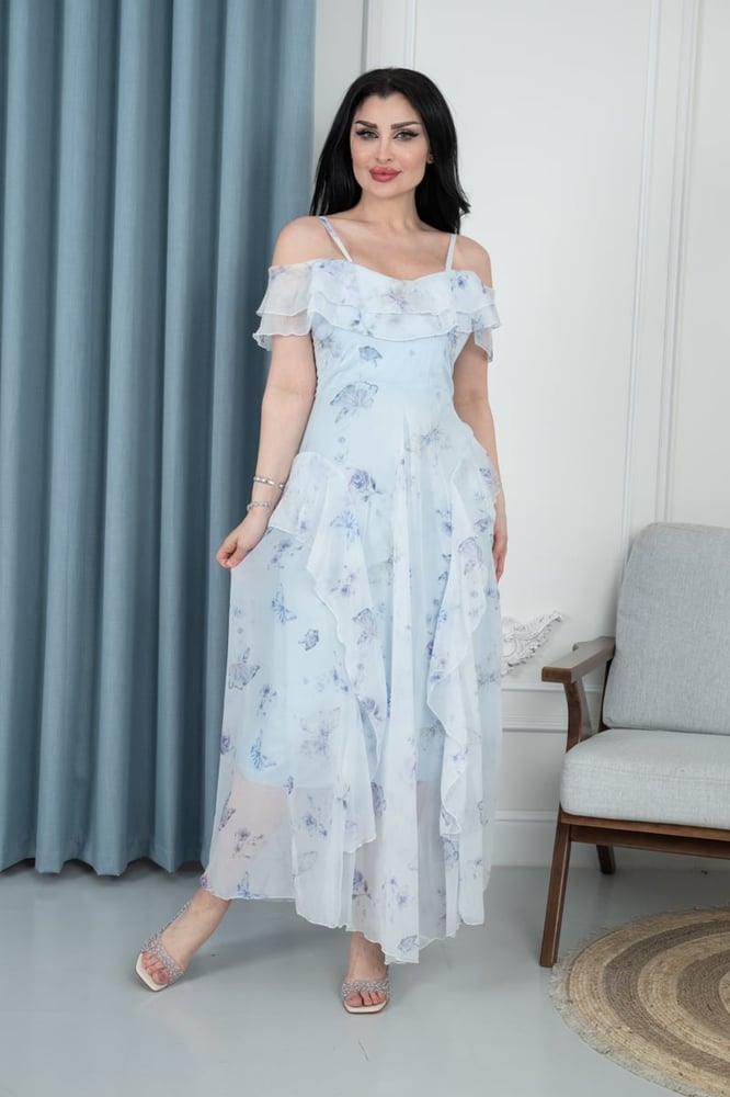 Blue flowers waves dress