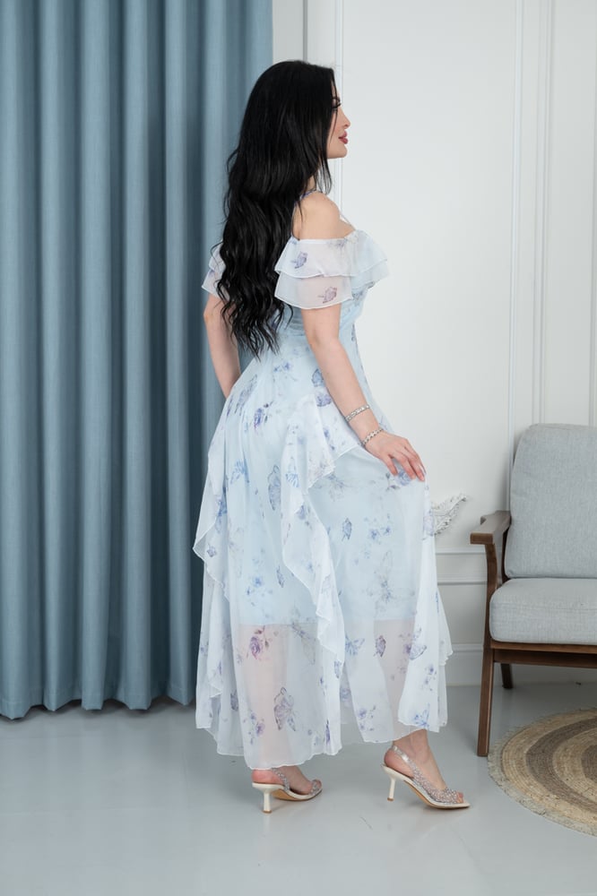 Blue flowers waves dress