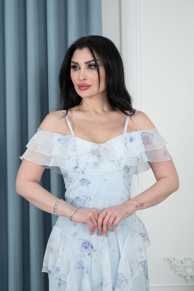 Blue flowers waves dress