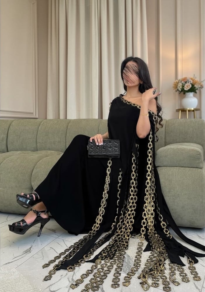 فستان سهره طويل جورجيت بتطريز كمبيوتر فاخر