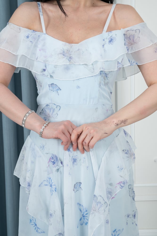 Blue flowers waves dress