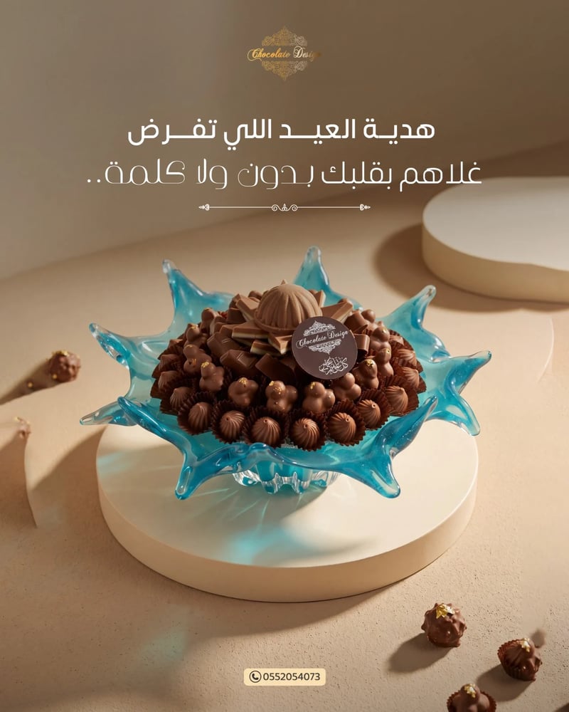 فازة زجاج ازرق حلا قهوة