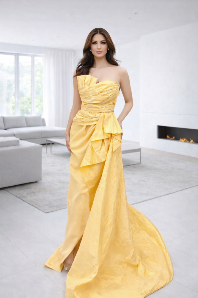Long evening dress crepe