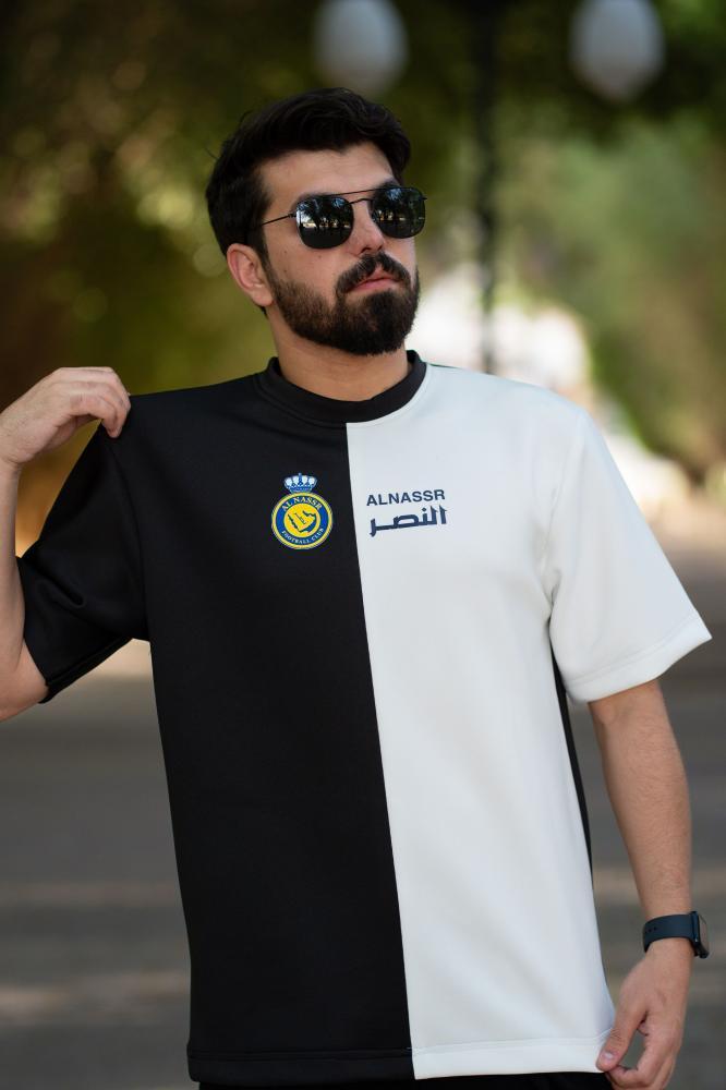 تيشرت النصر بلون أبيضxأسود