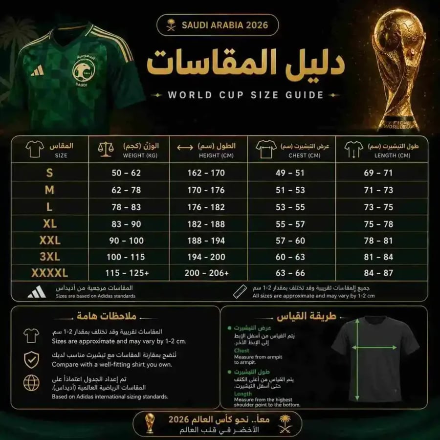 تيشيرت منتخب السعودية الأساسي 2026 | إصدار كأس العالم