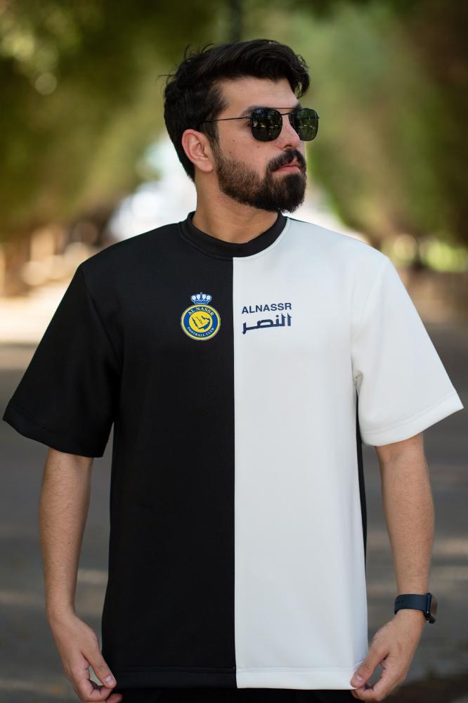 تيشرت النصر بلون أبيضxأسود