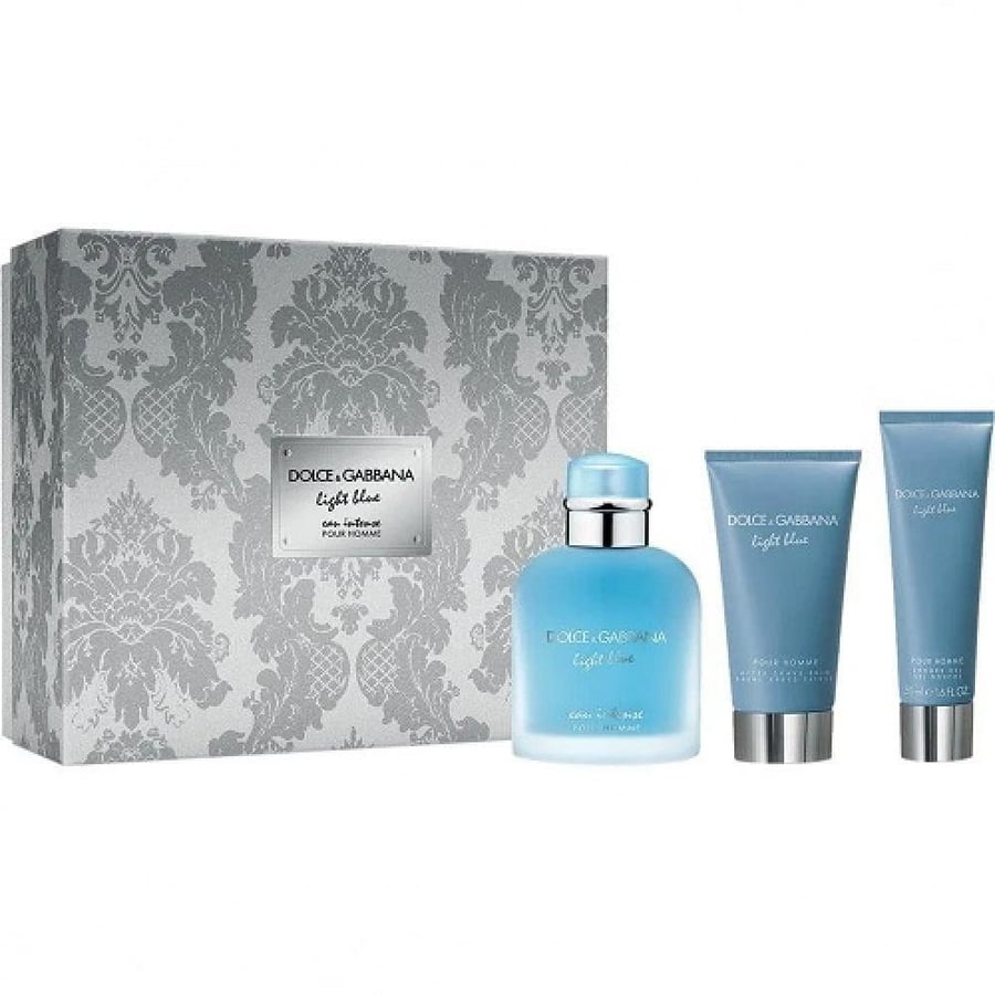 طقم عطر دولتشي غابانا لايت بلو ايو انتنس بارفيوم للرجال - عطر 100مل + شاورجل 50مل + افترشف 75مل