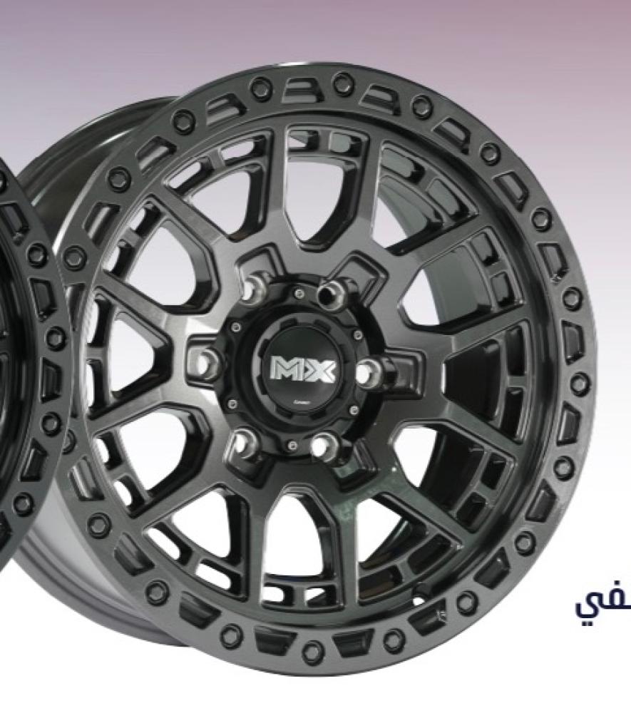 طقم جنوط لينزو MX GRAVEL رمادي اسود - اسود مطفي مقاس 17x9 تايوتا فورتشنر