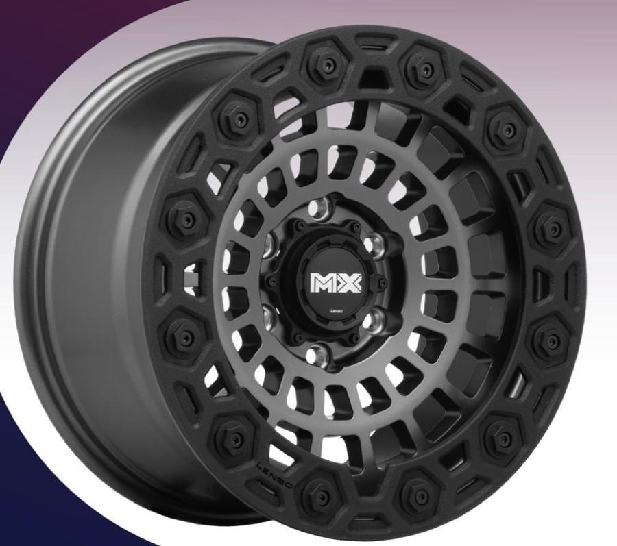 طقم جنوط لينزو MX SPIDER رمادي اسود مقاس 17x9 جمس سييرا 1500 موديل 2009 وأعلى