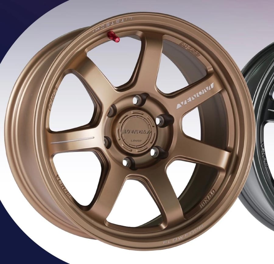 طقم جنوط لينزو VENOM VT7 نحاسي - رمادي اسود مقاس 18x9 باترول بلاتينيوم موديل 2025 وأعلي