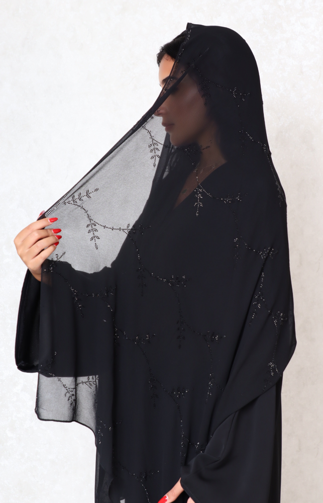 طرحة حرير اغصان فصوص اسود 162