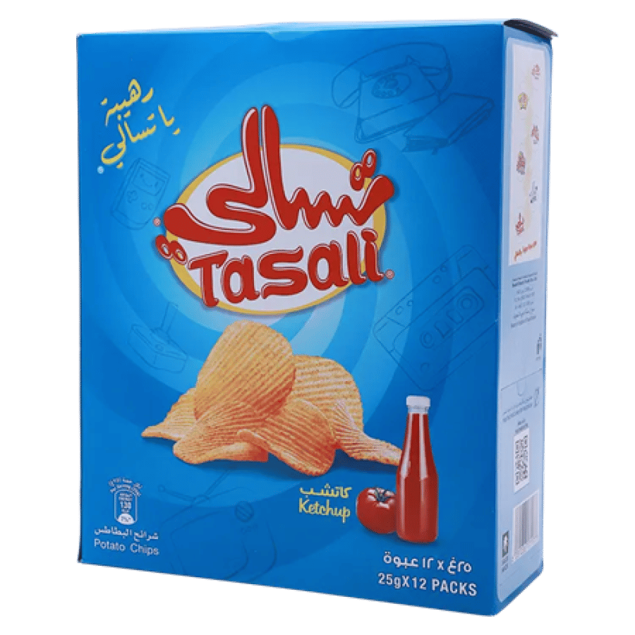 تسالي رقائق البطاطس بنكهة الكاتشب 12 حبة × 25 جرام