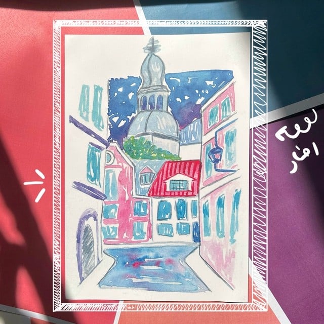 لوحات فنية جدارية رسم فن تشكيلي مباني wall art framed art work drawing