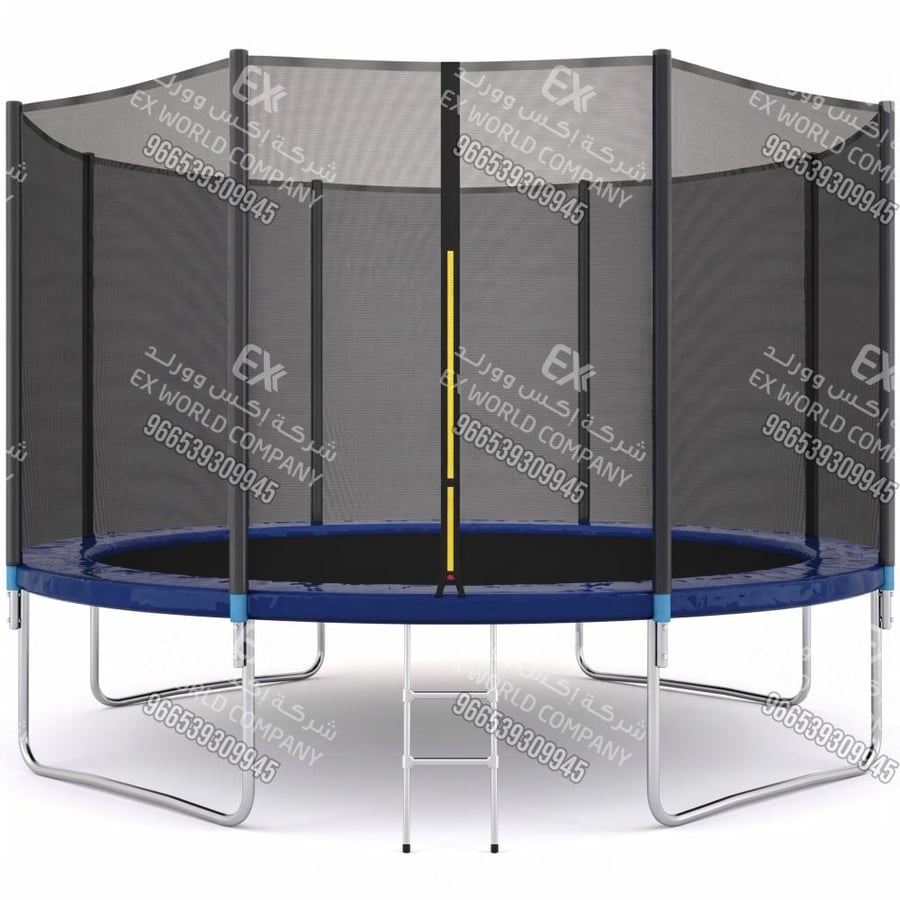Outdoor mesh trampoline 14 foot 4.26 meter blue sufficient for 16 players supports 250 kg