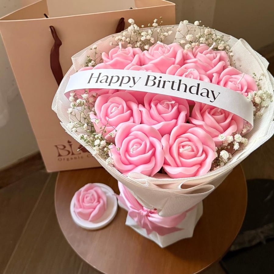 Birthday candles bouquet-pink