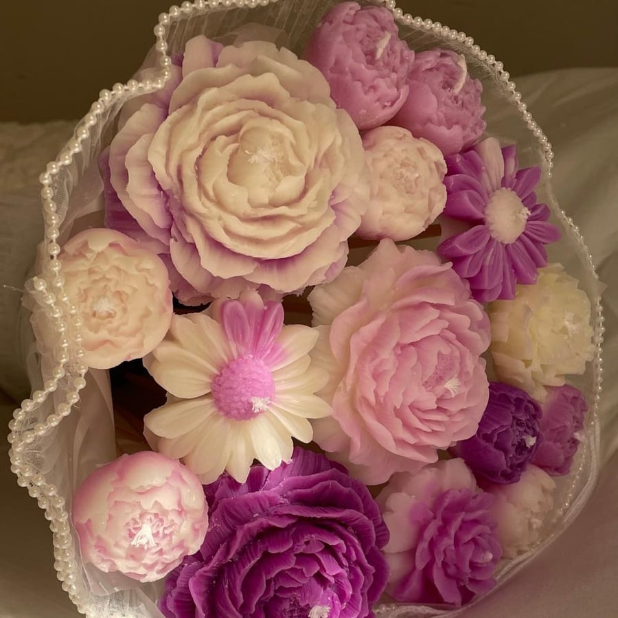 Candles bouquet-purpl
