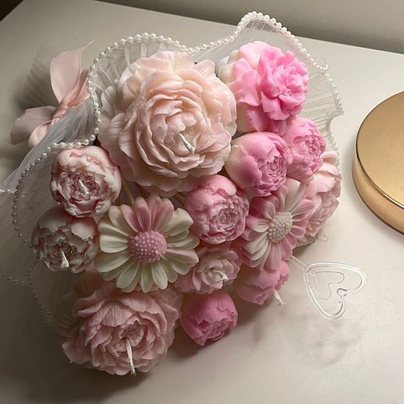 Candles bouquet -pink