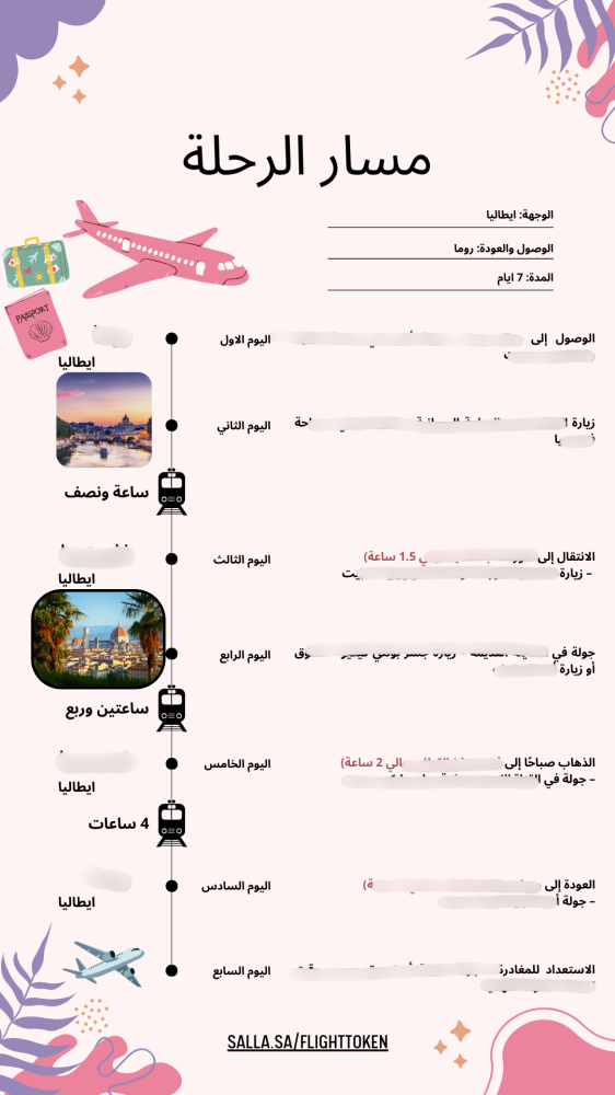 خطة سفر - إيطاليا – 7 أيام (شاملة وجاهزة)