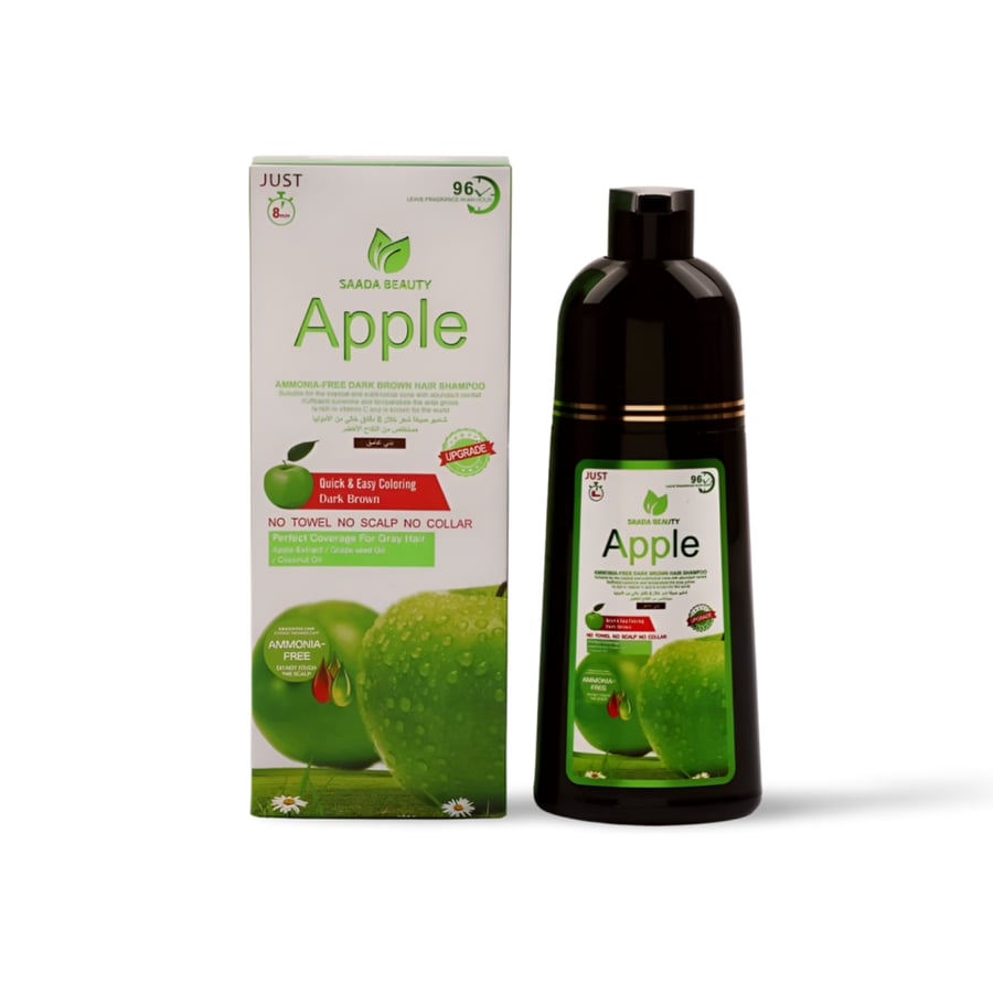 Dark brown hair dye shampoo extracted from green apple 400 ml