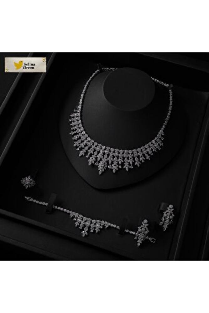 طقم اكسسوارات زركون بدقه الالماس مع التغليف