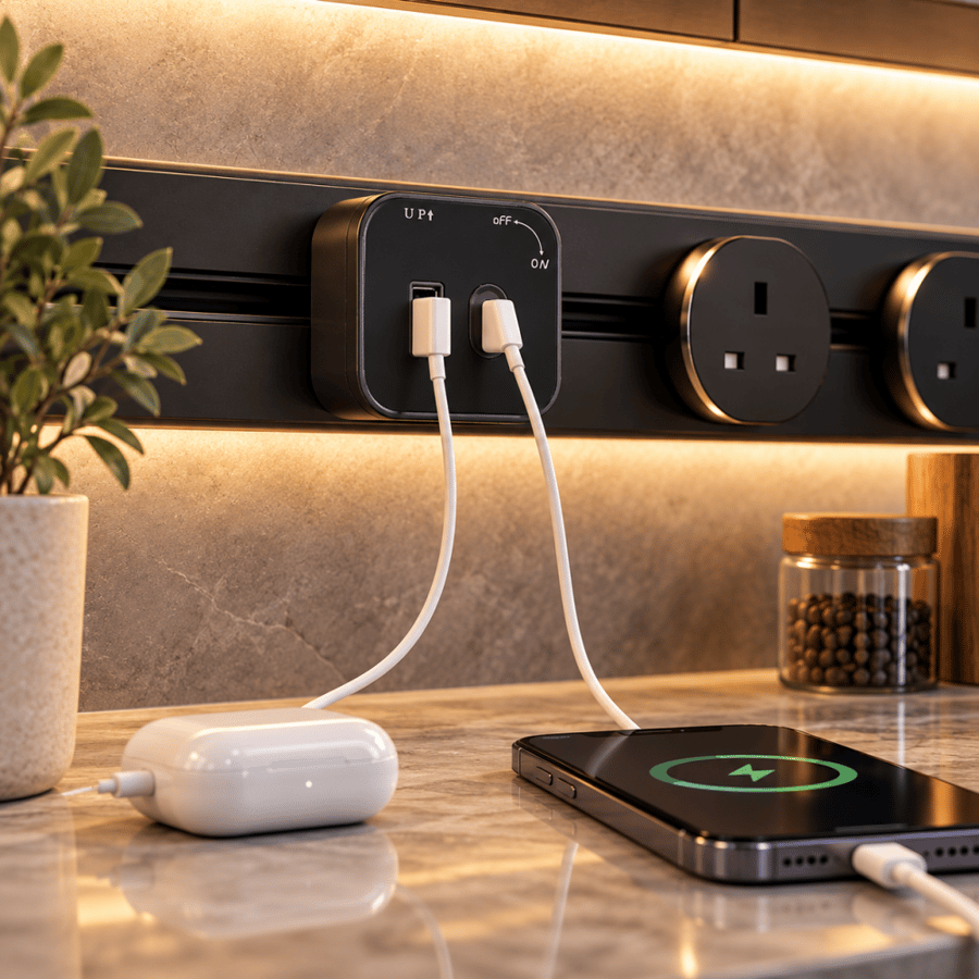 راس فيش مجرى مربع اسود مجوز USB+TYPE-C توفل