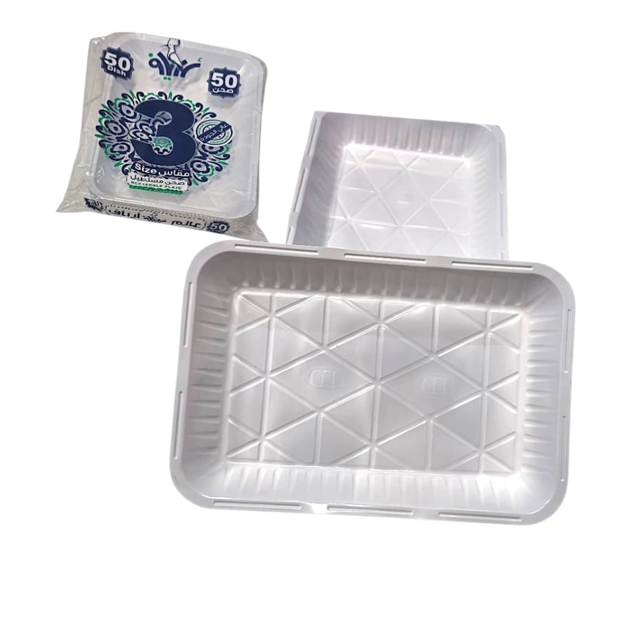 Plastic plates and dishes for food and salads from the countryside
