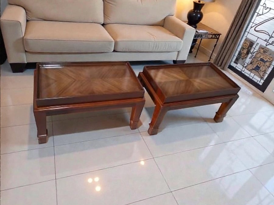 Wooden service with walnut shell, length 60 cm