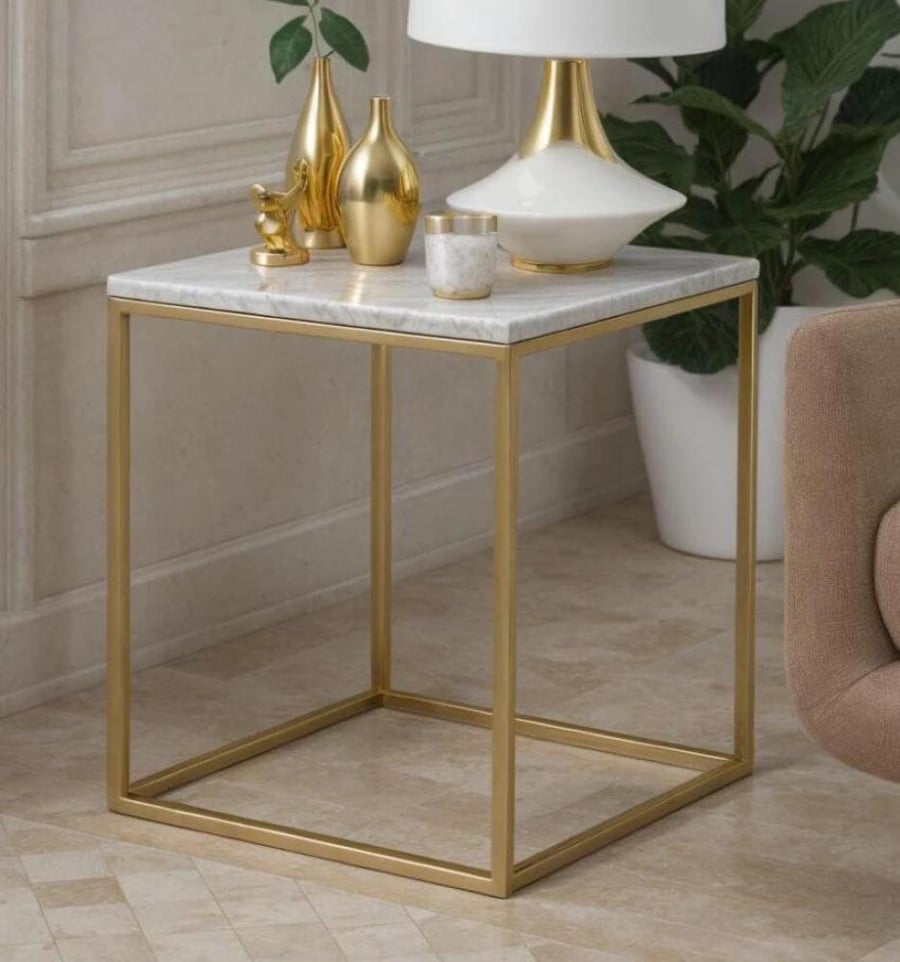 Side table with marble and iron
