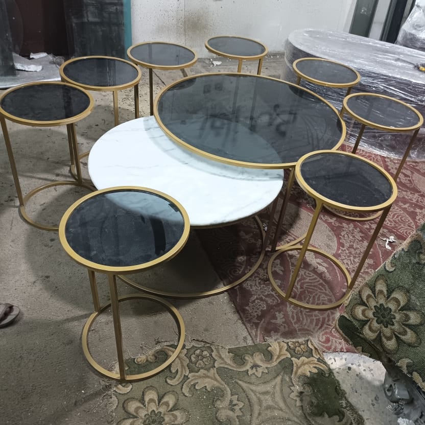 Set of iron tables, high sofa, 2 large, 8 service