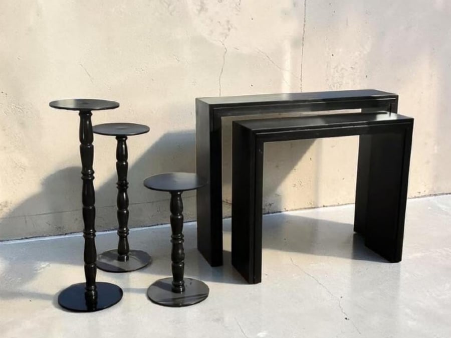 Black wood reception set 5 pieces