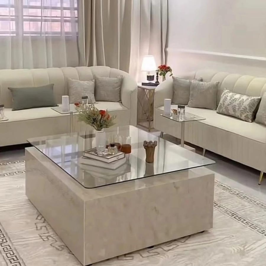 Coffee table set with marble alternative surface with modern design