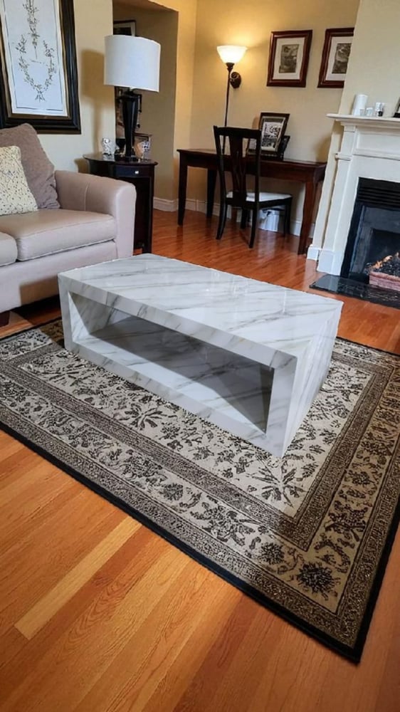 Coffee table with marble alternative