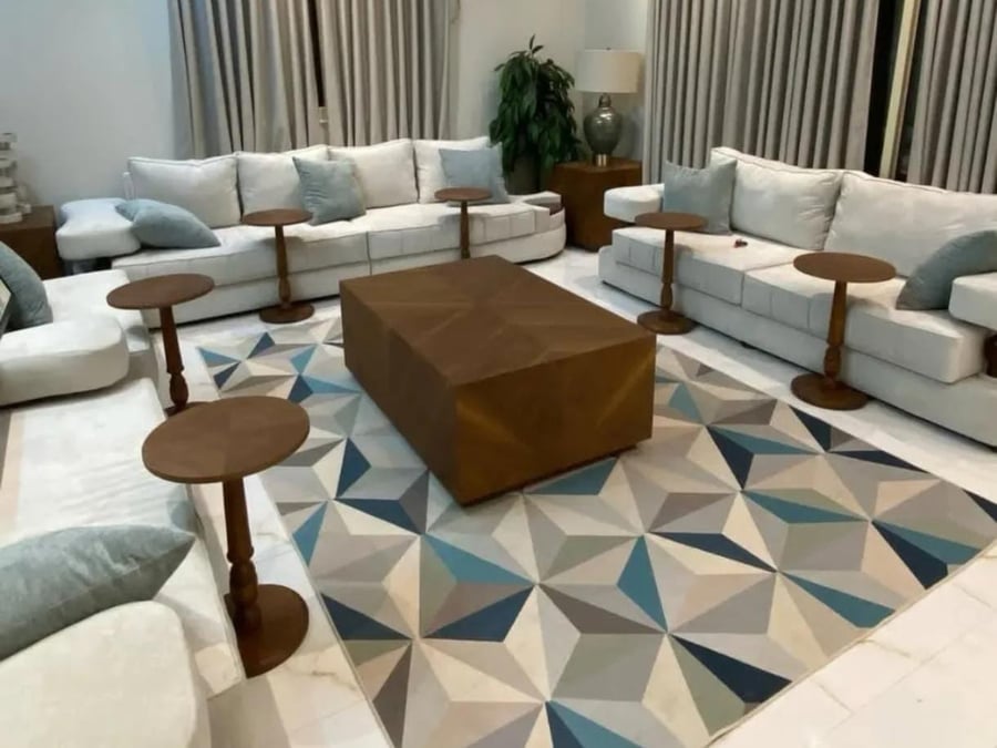 Wooden table set with walnut veneer, high table, very luxurious style