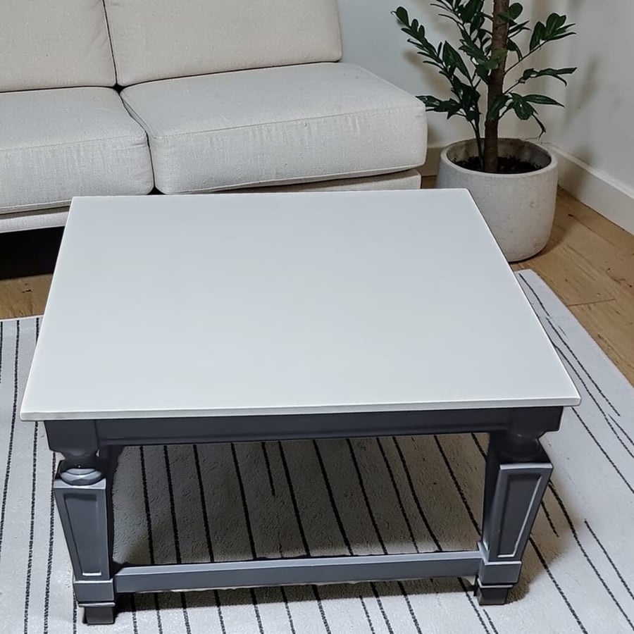 Natural wood coffee table with natural marble surface