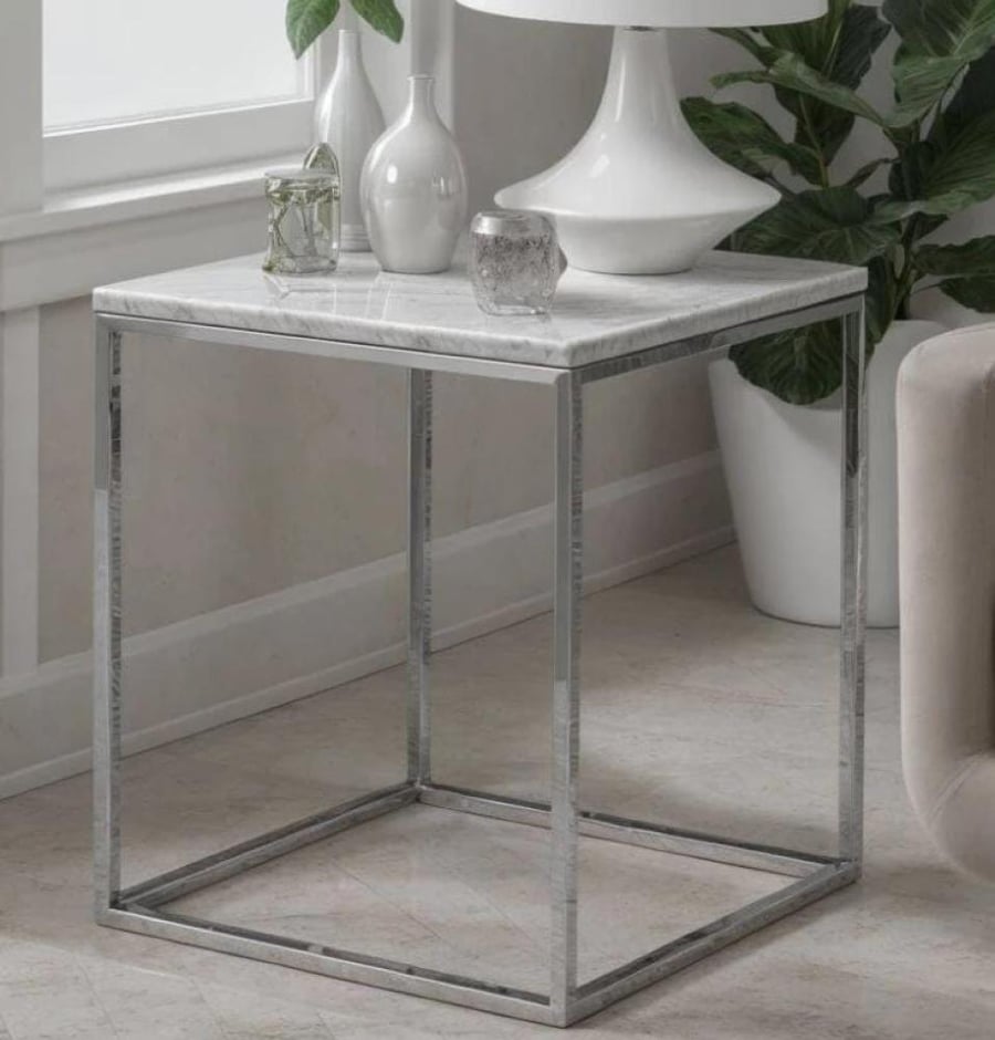 Side table with marble and iron